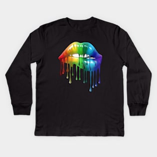 Lips Rainbow Gay Homosexual Lesbian Lips Pride Kids Long Sleeve T-Shirt